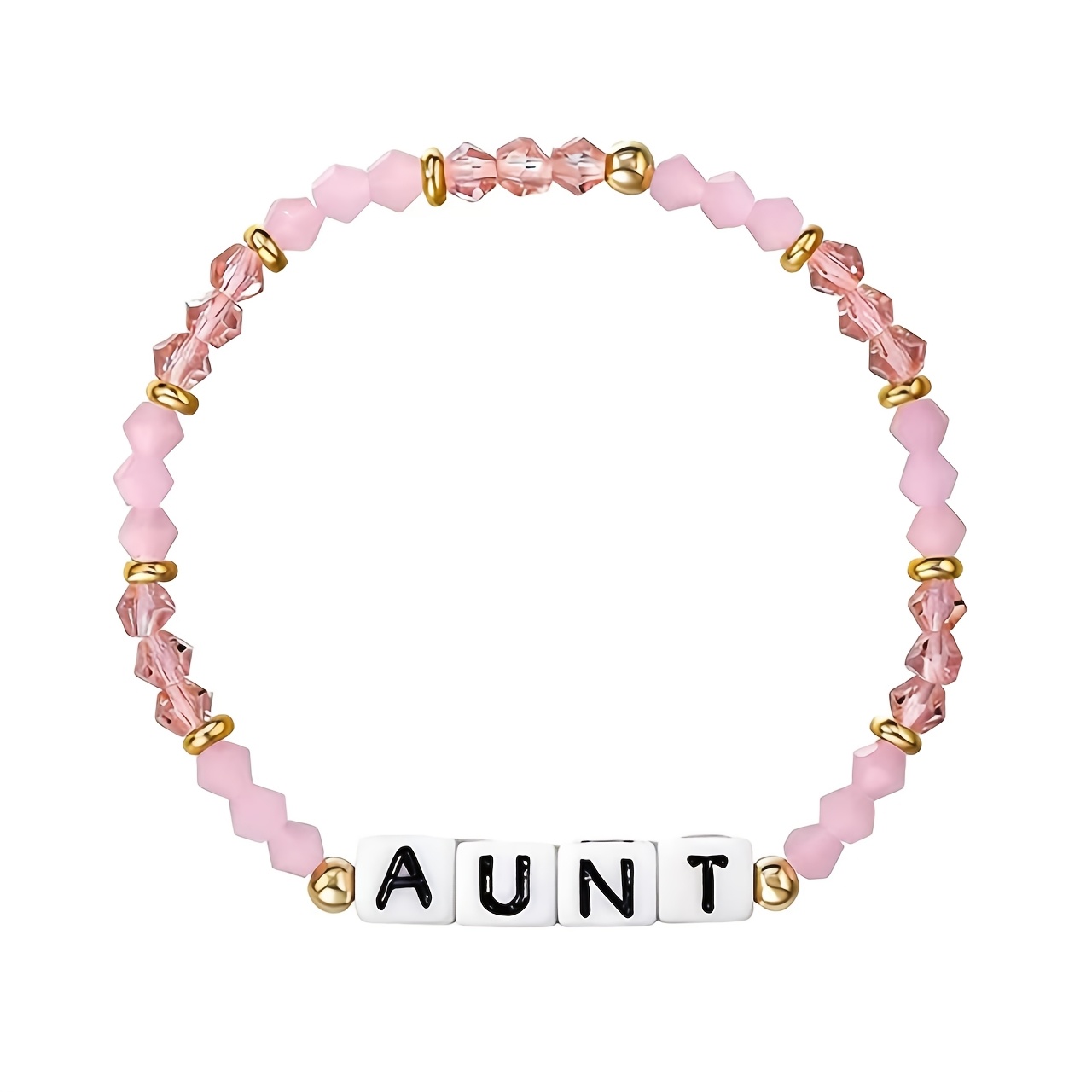 Elegant Bracelet with Pink Diamond-Shaped Beads, Auntie Gift